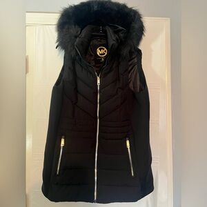 Michael Kors Black Vest with fur hood size 1X